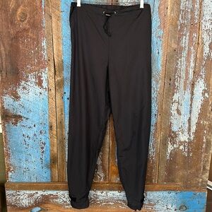 Burley Nylon Track Pants M Elastic Waist Zip and Reflector Cuffs Black